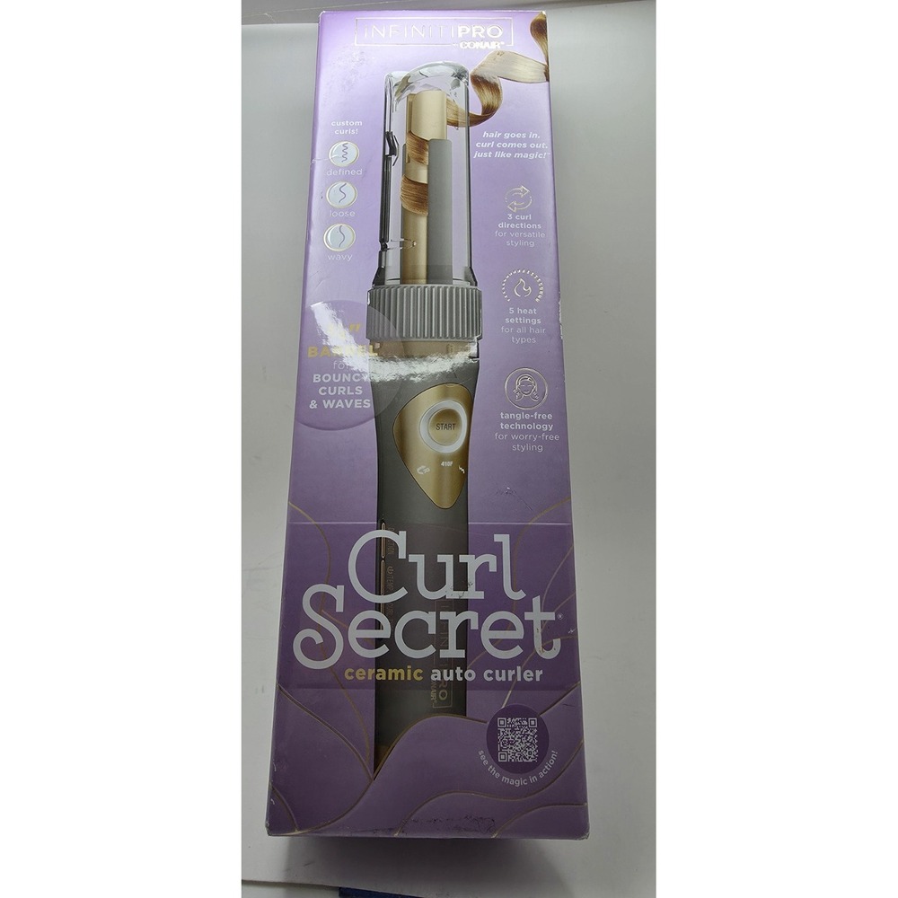 Conair InfinitiPro Curl Secret Ceramic Auto Curler CD1031 Grey Gold New Open Box